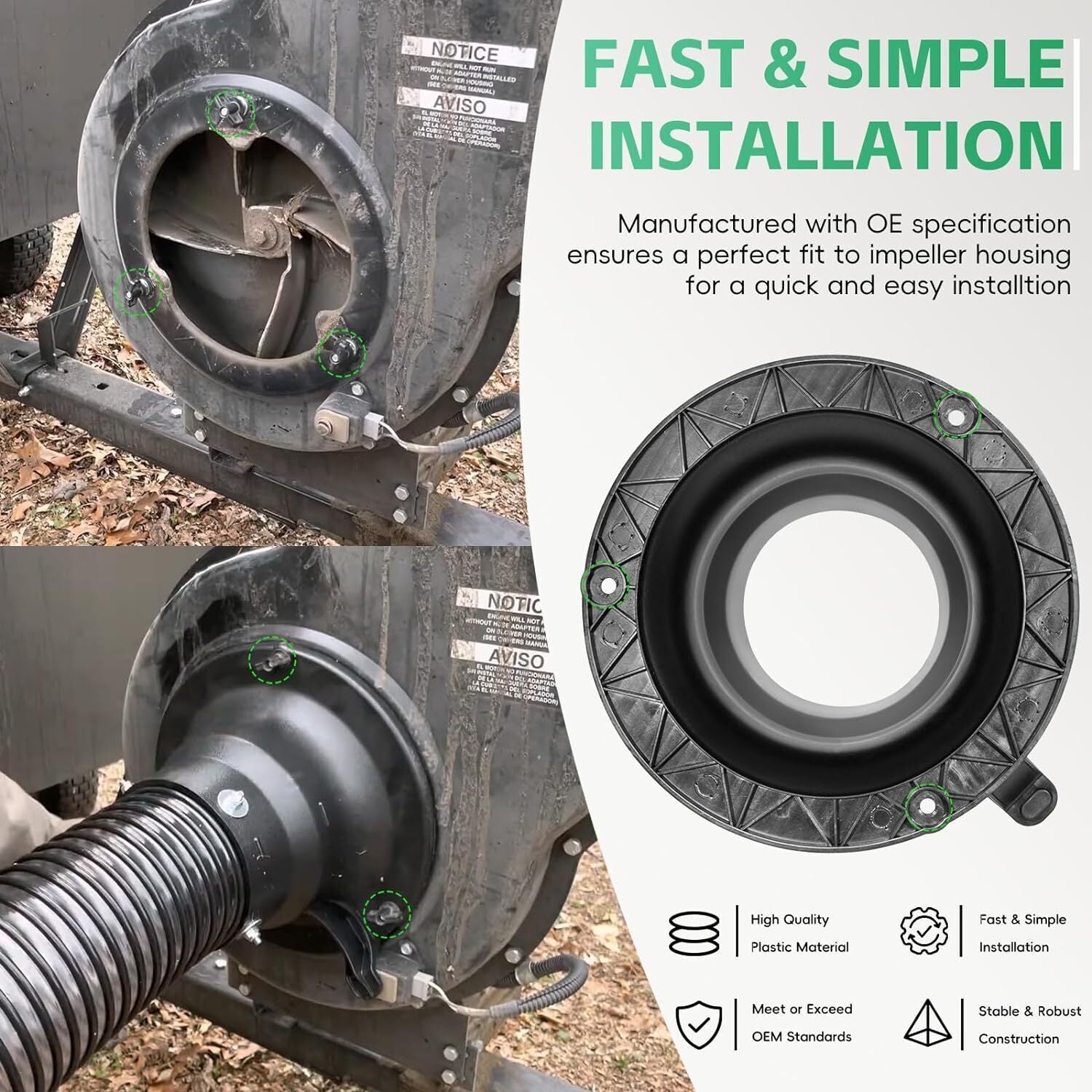 43791 Hose Adapter Lawn Vacuum Parts Hose Adapter for Agri-Fab Vacuums Cleaners