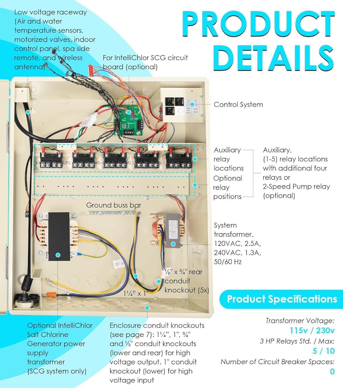 521214 Pool/Spa Power Center for IntelliChlor IC20/40/60 | 115V/230V Transformer