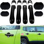 Black Door Handle Cover & Cup Bowl Frame Cover Kit for Jeep Renegade 2015-2021