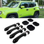 Black Door Handle Cover & Cup Bowl Frame Cover Kit for Jeep Renegade 2015-2021