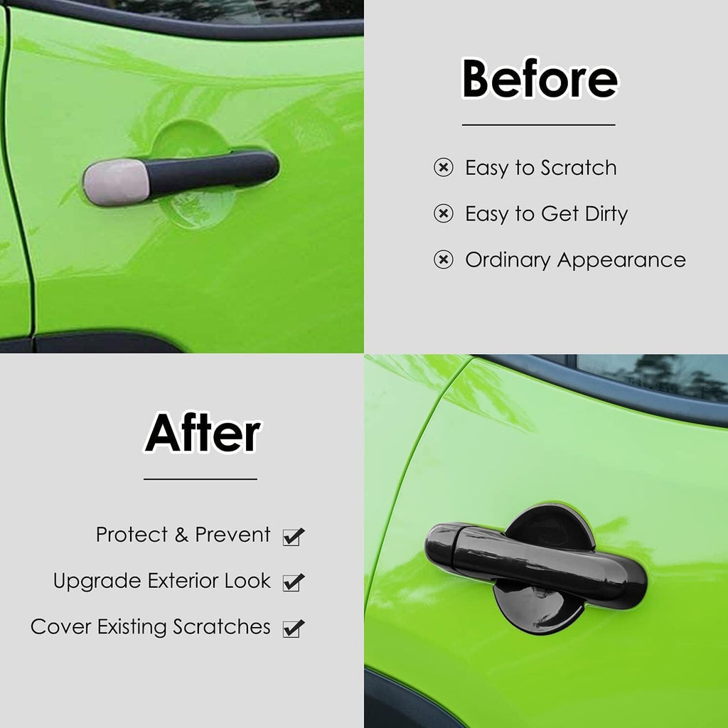 Black Door Handle Cover & Cup Bowl Frame Cover Kit for Jeep Renegade 2015-2021
