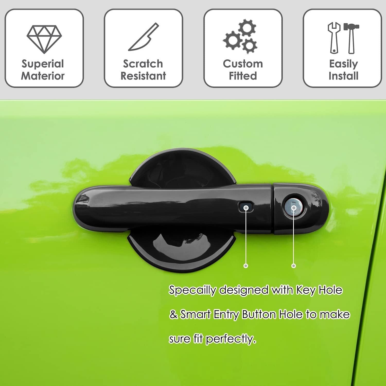 Black Door Handle Cover & Cup Bowl Frame Cover Kit for Jeep Renegade 2015-2021