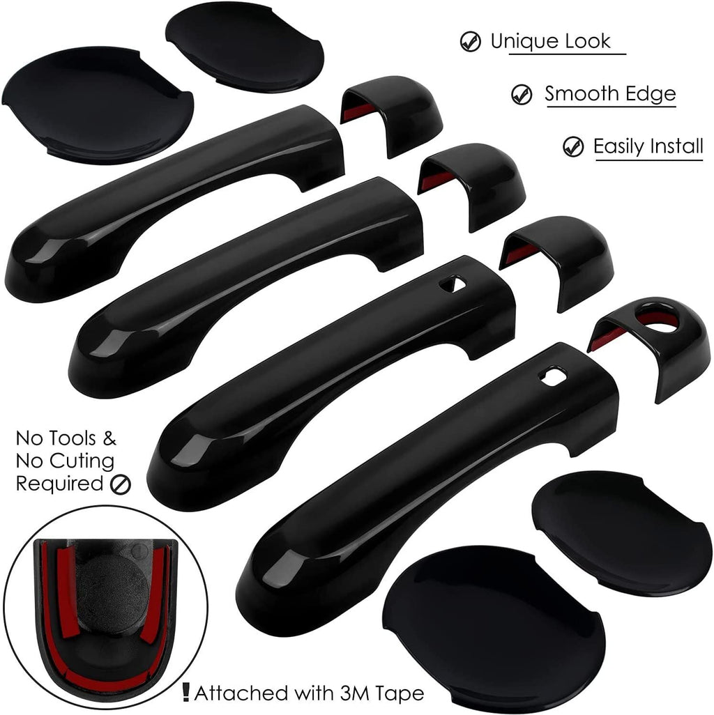 Black Door Handle Cover & Cup Bowl Frame Cover Kit for Jeep Renegade 2015-2021