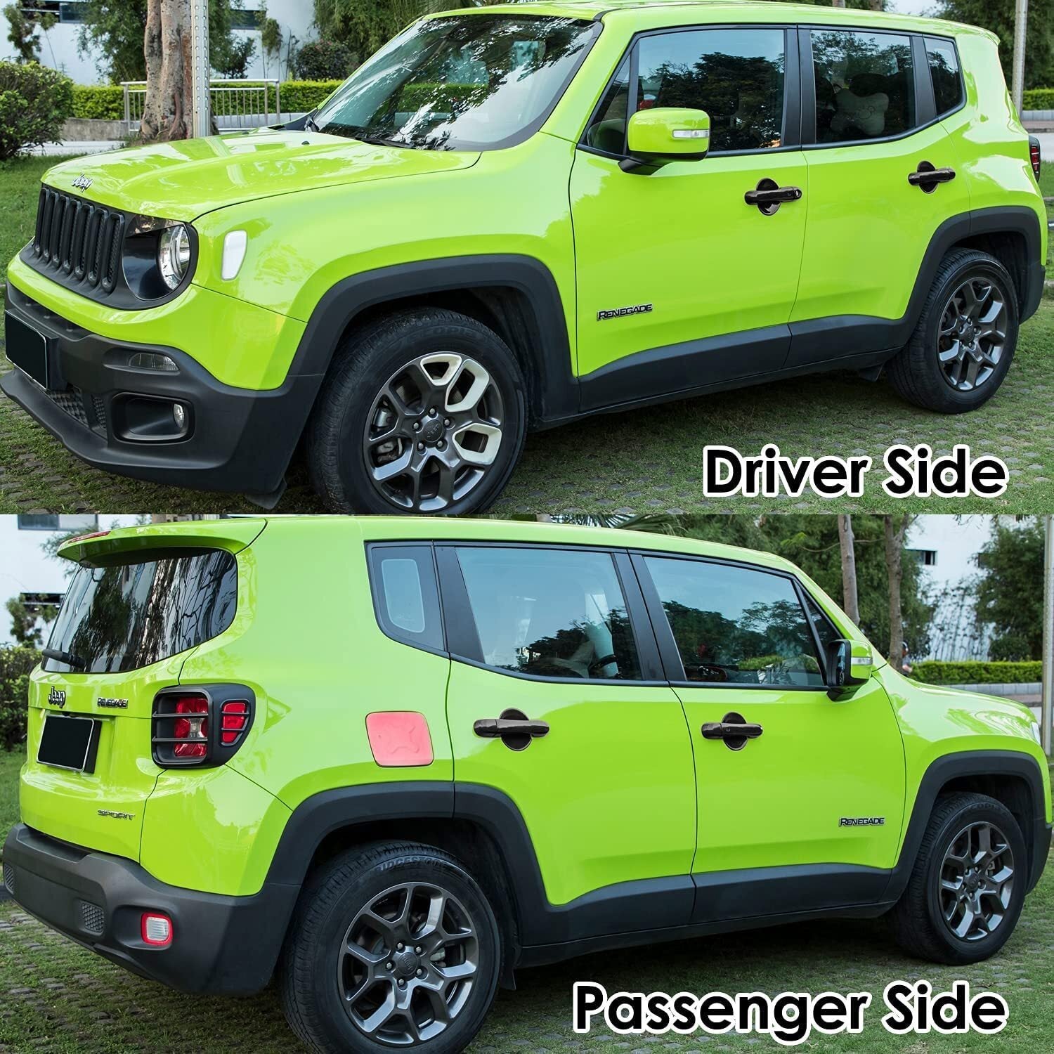 Black Door Handle Cover & Cup Bowl Frame Cover Kit for Jeep Renegade 2015-2021