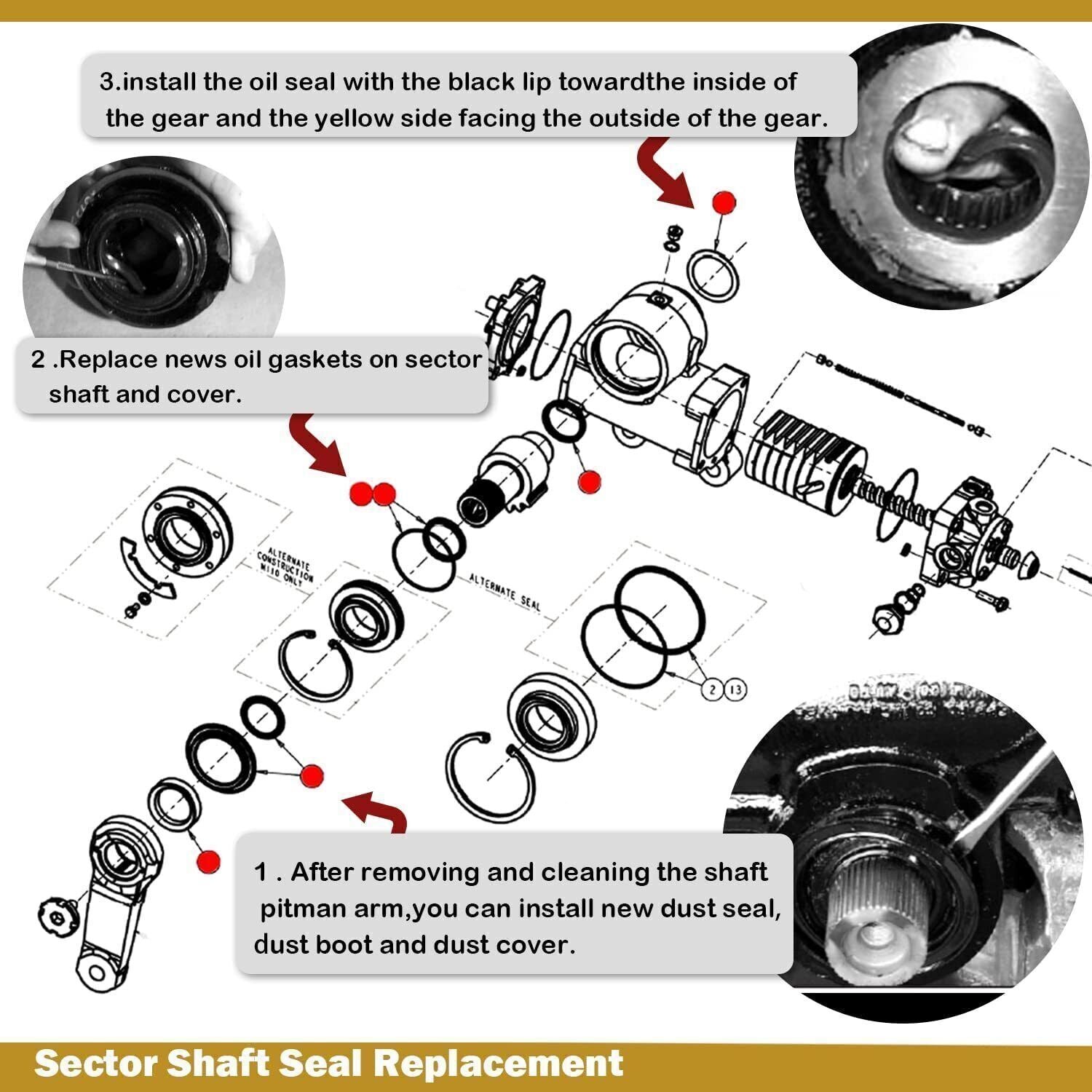 Sector Shaft Seal Kit Replace 5545741 for Sheppard M90 M100 Power Steering Gears