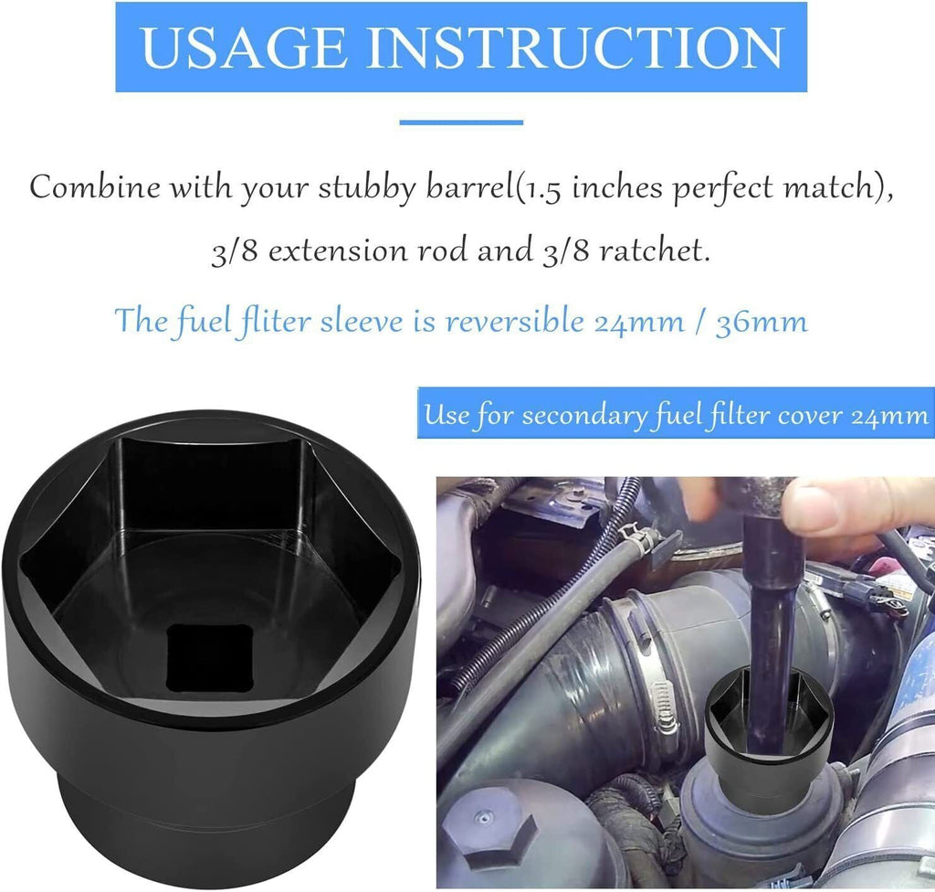 Fuel Oil Filter Socket Cap for 2003-2010 Ford 6.0L / 6.4L Powerstroke Diesel