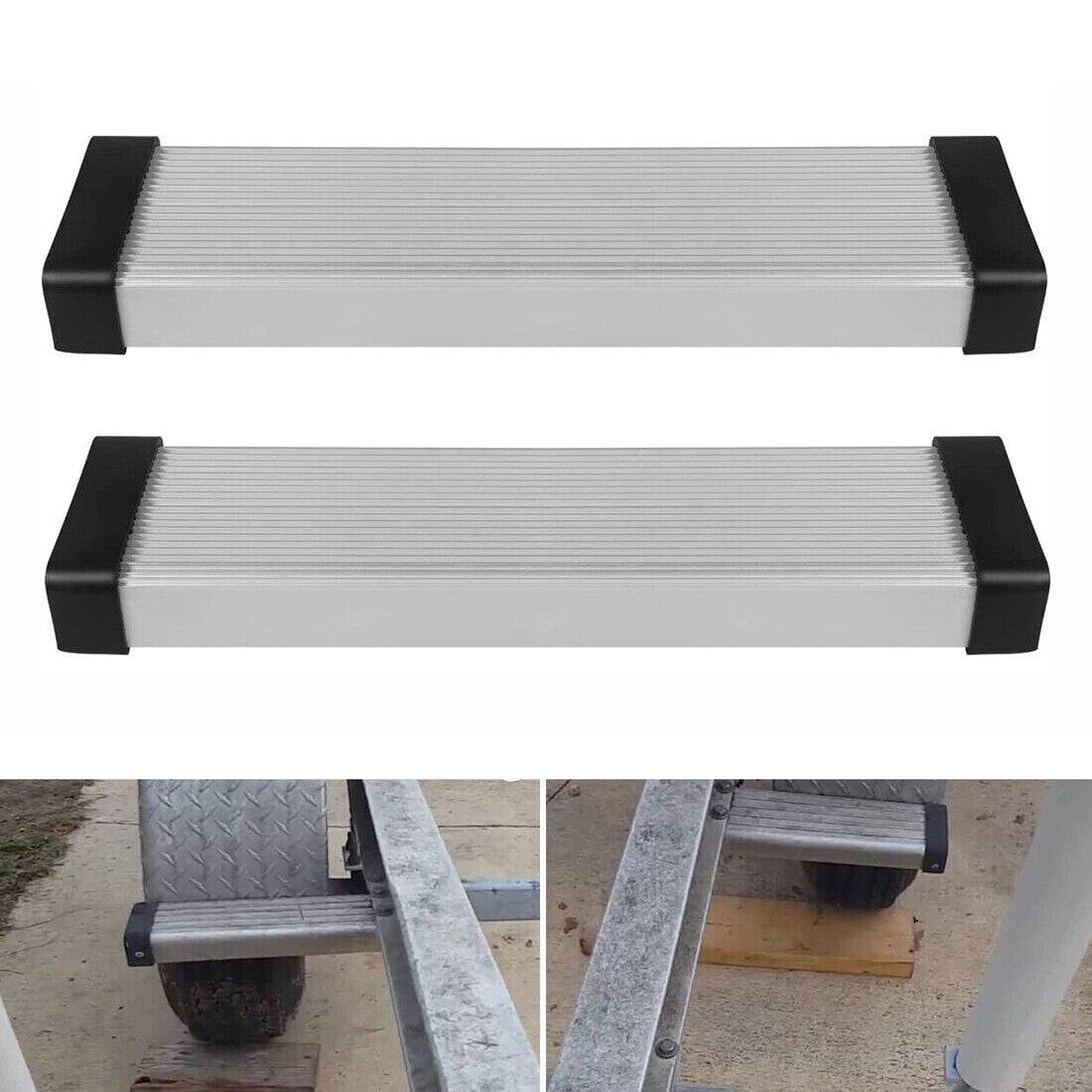 2Pcs Aluminum Boat Trailer Round Fender Mount and Step Pad Bolt On Brackets