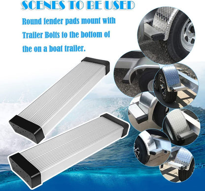 2Pcs Aluminum Boat Trailer Round Fender Mount and Step Pad Bolt On Brackets