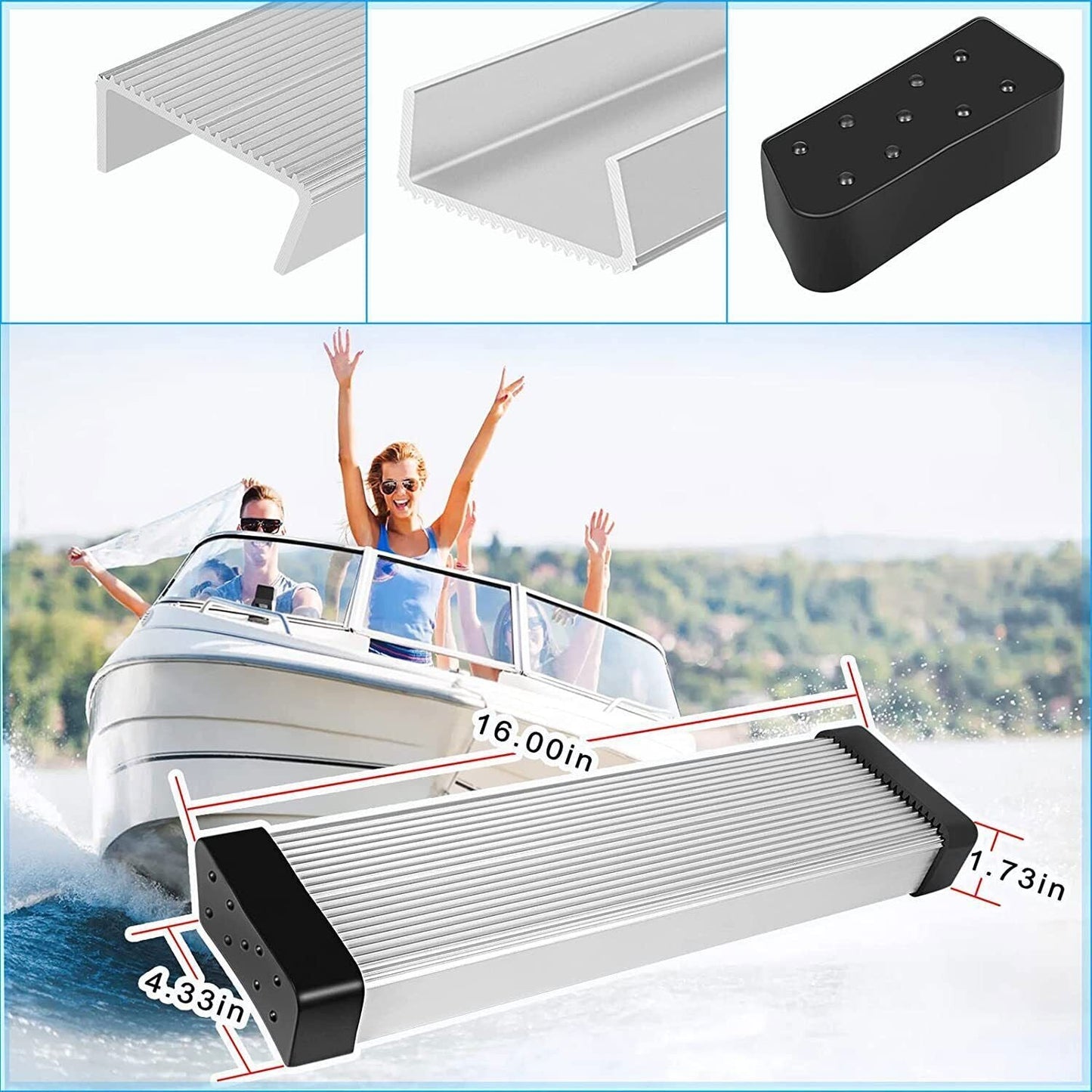 2Pcs Aluminum Boat Trailer Round Fender Mount and Step Pad Bolt On Brackets