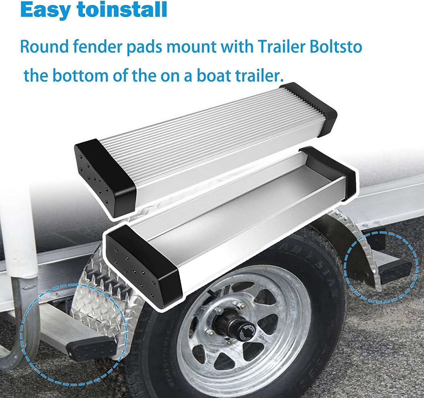 2Pcs Aluminum Boat Trailer Round Fender Mount and Step Pad Bolt On Brackets