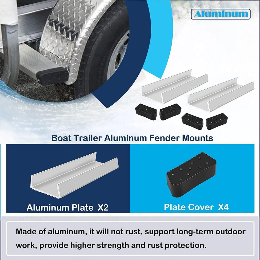 2Pcs Aluminum Boat Trailer Round Fender Mount and Step Pad Bolt On Brackets