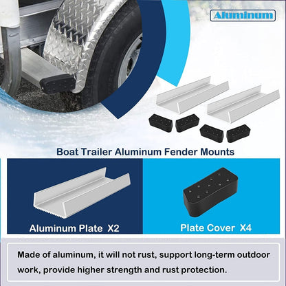 2Pcs Aluminum Boat Trailer Round Fender Mount and Step Pad Bolt On Brackets