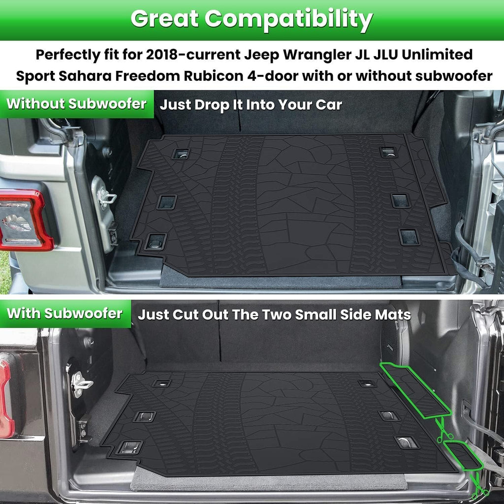 Cargo Liner Cargo Tray Mat for Jeep Wrangler JL 2018-2021 Rubber Trunk Floor Mat