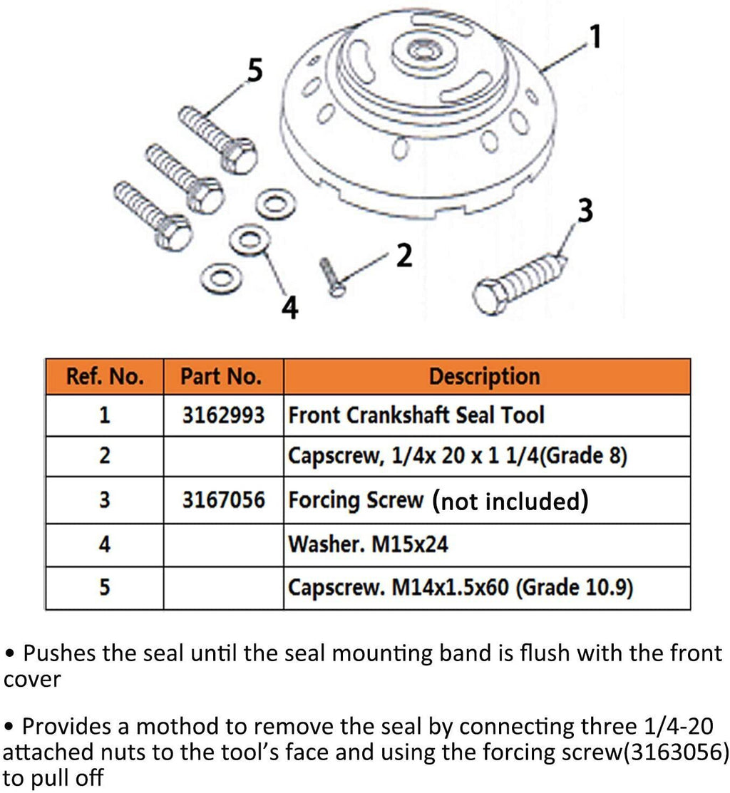3162992 Front Crankshaft Seal Remover & Installer for Cummins ISX QSX Diesel