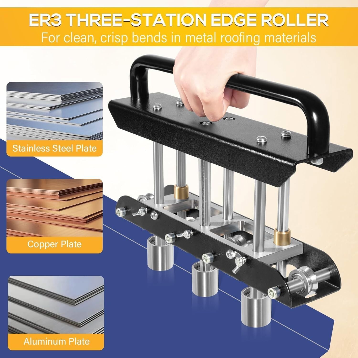 ER3 Three-Station Edge Roller Sheet Metal Edge Roller Bender,0~90° Bending Angle