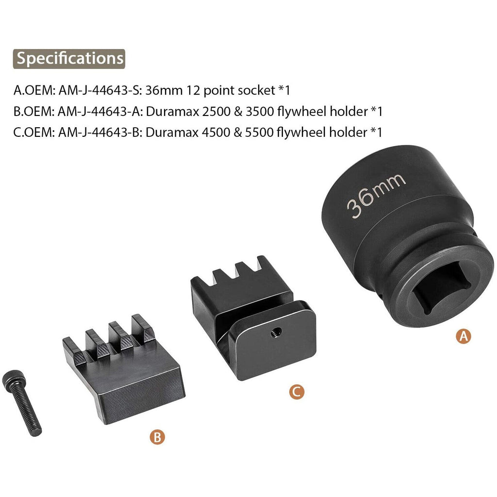 22100 Flywheel Locking Holder Tool & 36mm 3/4" Socket for 6.6L Duramax