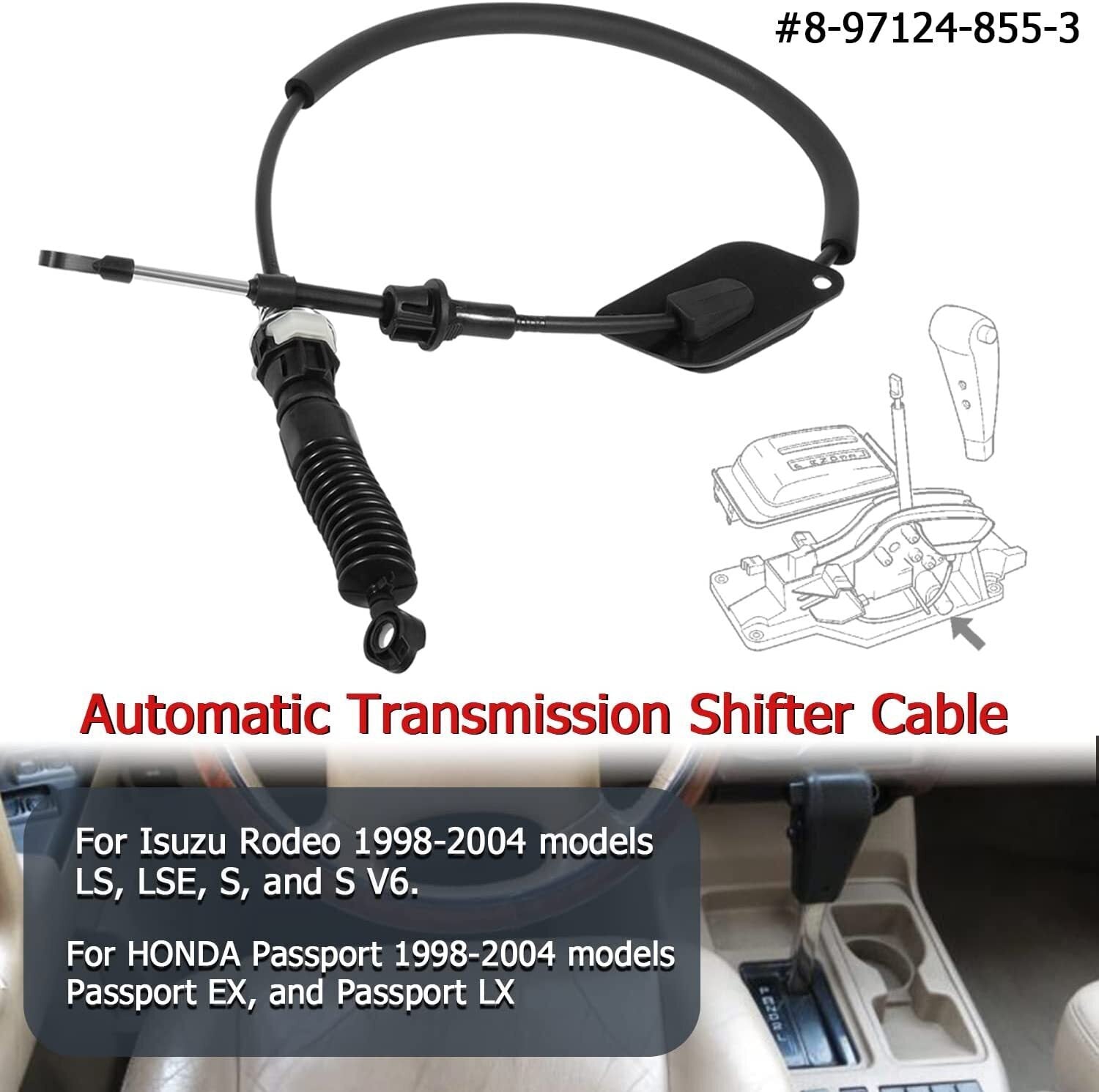 Shift Shifter Cable for Isuzu Rodeo/Amigo Passport 1998-2004 8-97124-855-3