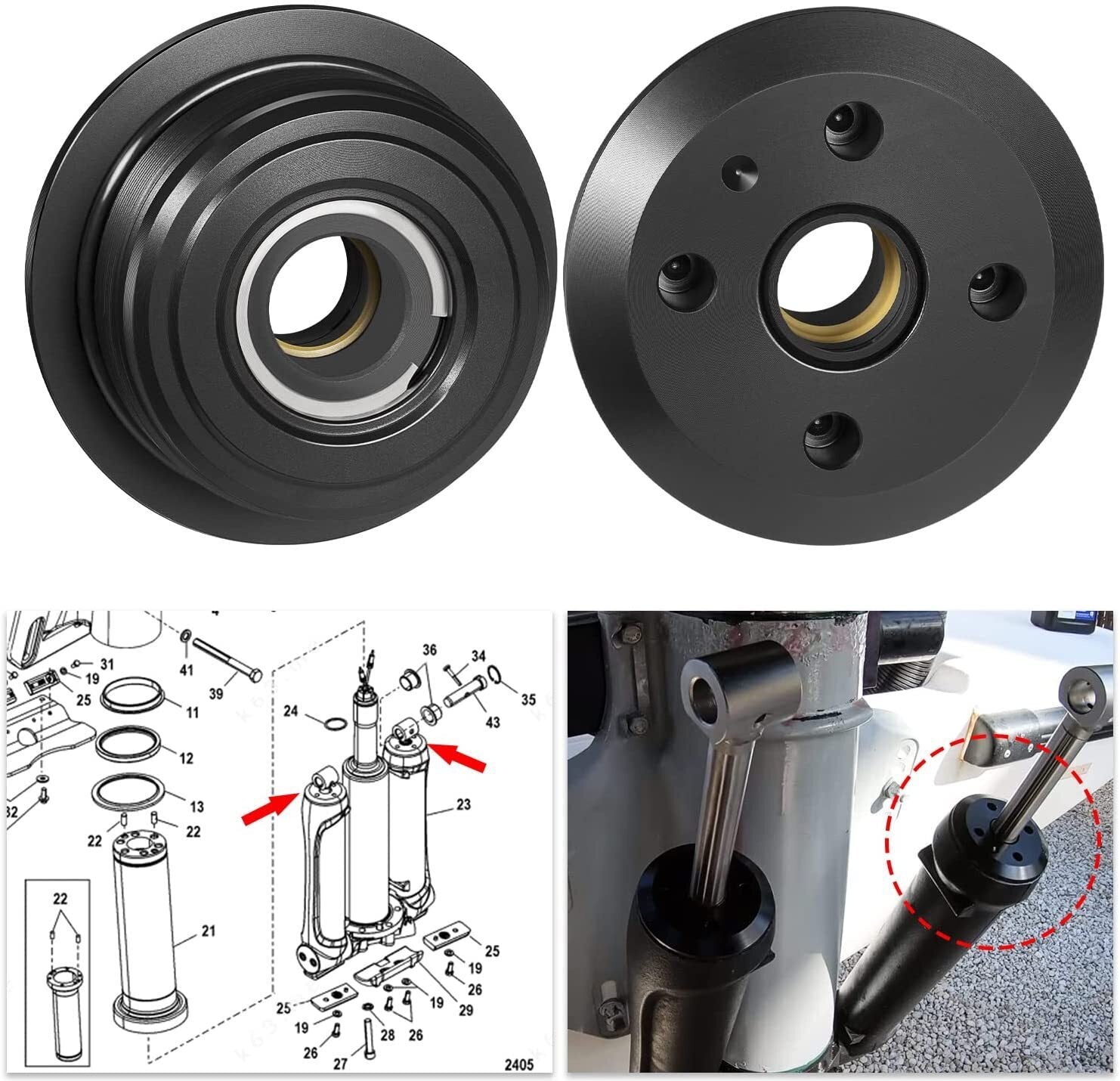 2X Outboard Verado Trim Cap For Mercury 8M0118299 896157A01 6-Cylinder 200HP-300