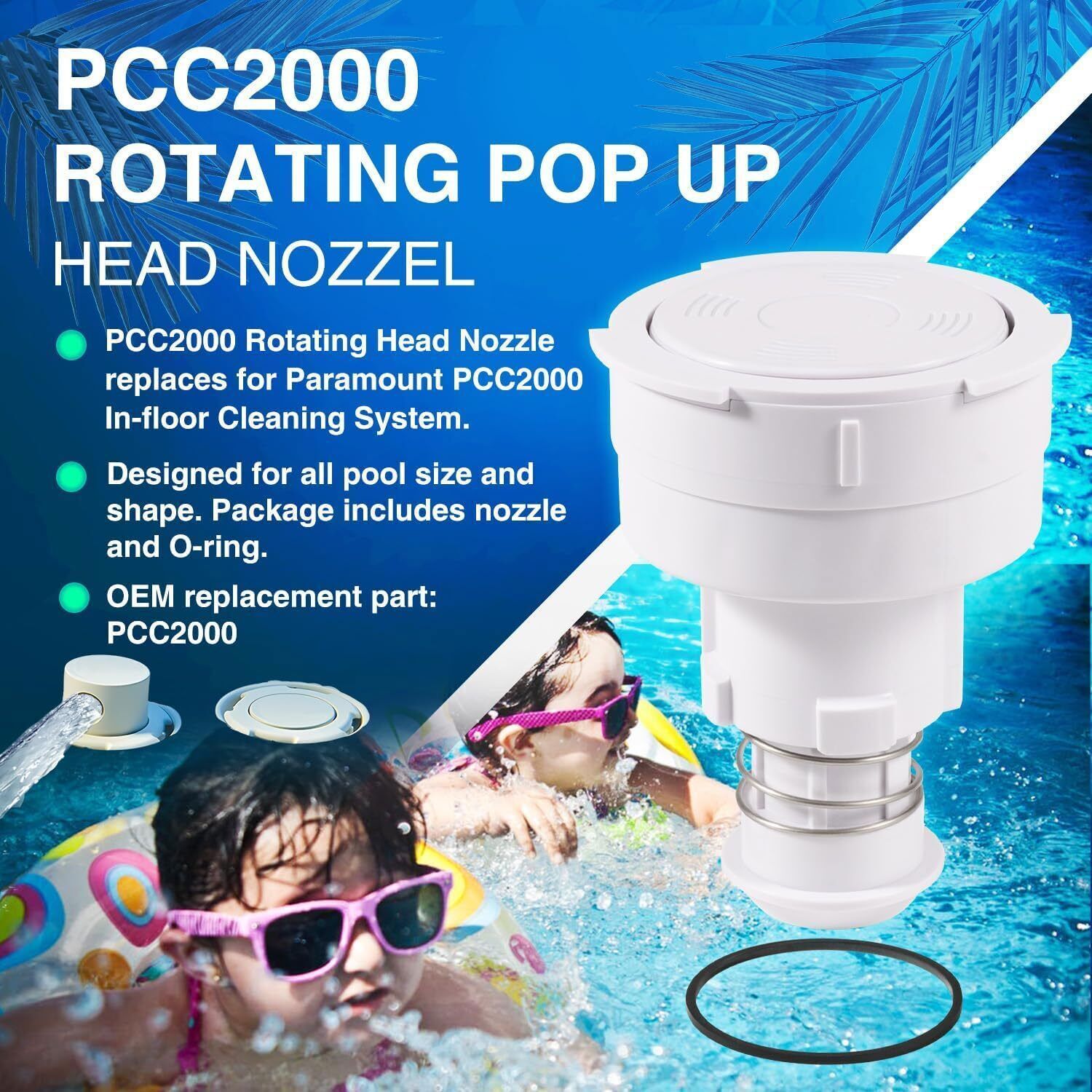 Rotating PopUp Head Nozzel Replacement for PCC2000 in-Floor Cleaning System