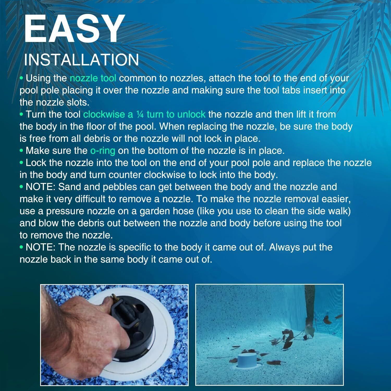 Rotating PopUp Head Nozzel Replacement for PCC2000 in-Floor Cleaning System