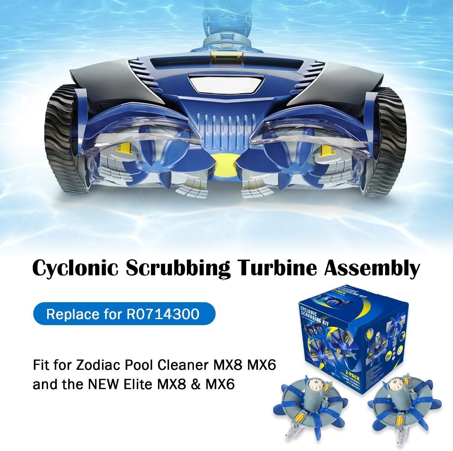 2PCS R0714300 Cyclonic Scrubbing Turbine Assembly For Zodiac MX6/8, MX6/8 Elite