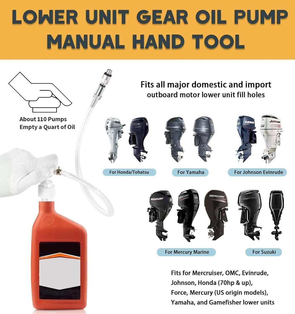 Marine Outboard Boat Motor Lower Unit Gear Oil Change Outdrive Fluid Pump Kit