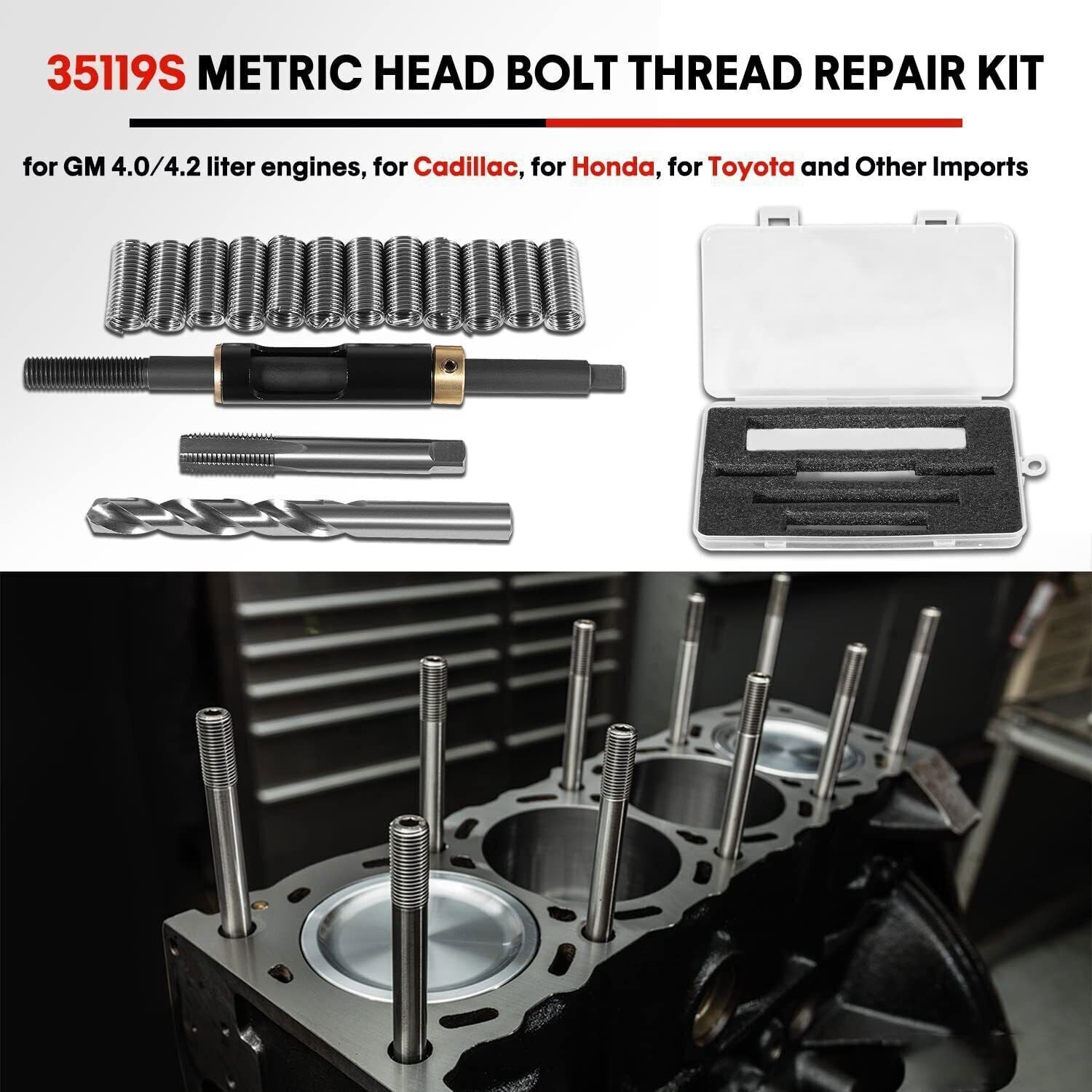 M11x1.5 Head Bolt Thread Repair Kit for Toyota Honda Ford GM Nissan Scion Isuzu