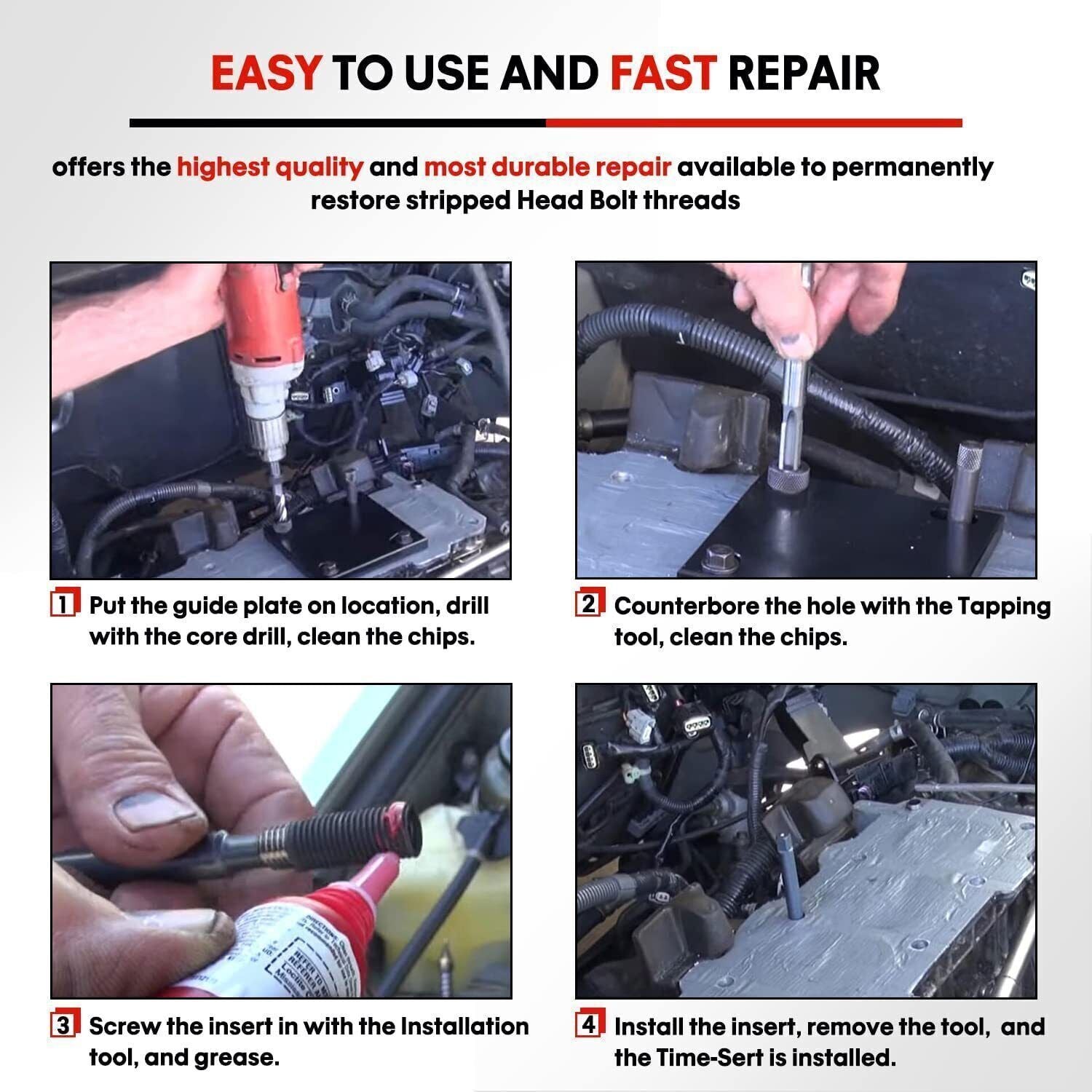 M11x1.5 Head Bolt Thread Repair Kit for Toyota Honda Ford GM Nissan Scion Isuzu