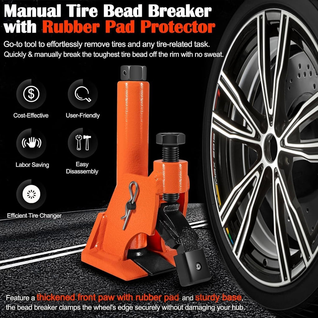 Manual Tire Bead Breaker 38"-42" Tires Repair Tool with Rubber Pad Protector