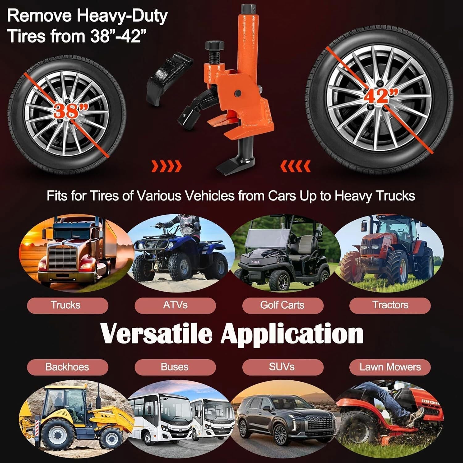 Manual Tire Bead Breaker 38"-42" Tires Repair Tool with Rubber Pad Protector