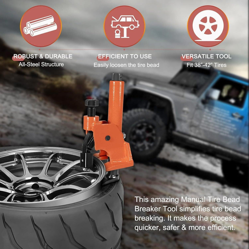 Manual Tire Bead Breaker 38"-42" Tires Repair Tool with Rubber Pad Protector