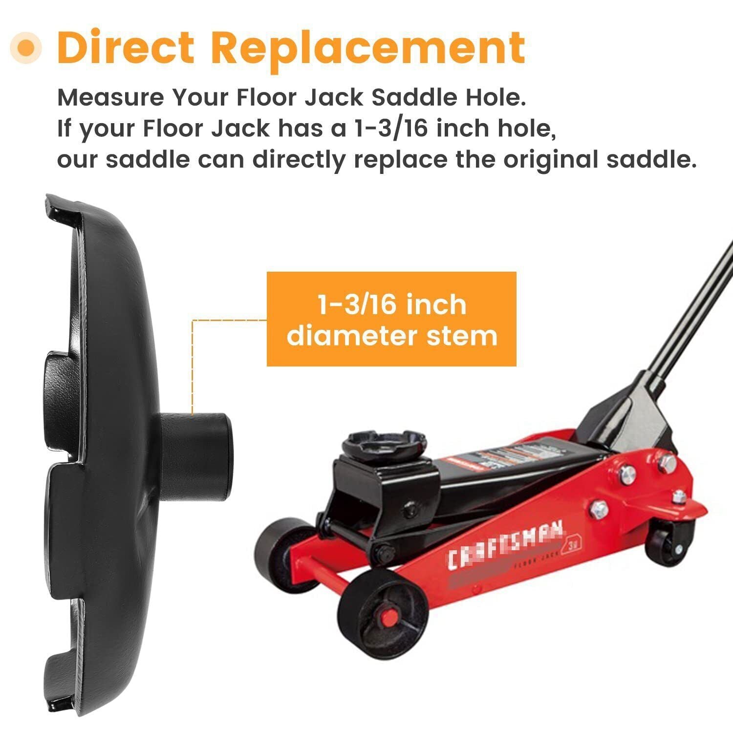 Floor Jack Saddle 6.75 Inch Diameter, 1-3/16 Inch Diameter Stem Fits Many Models