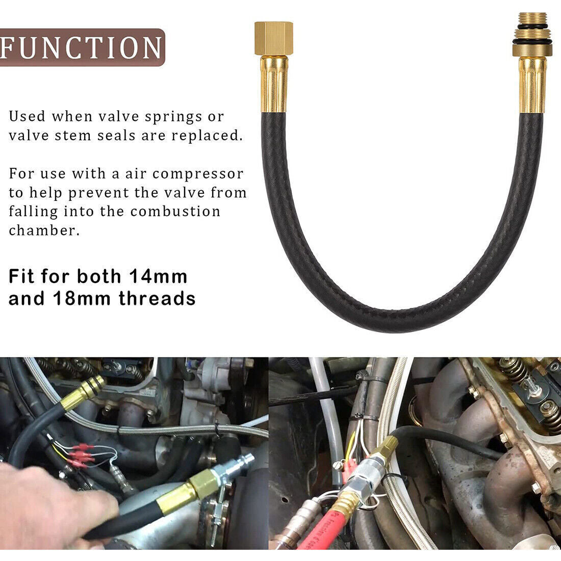 For 14mm & 18mm Spark Plug Threads 19700 Air Valve Holder 12" Flexible Hose