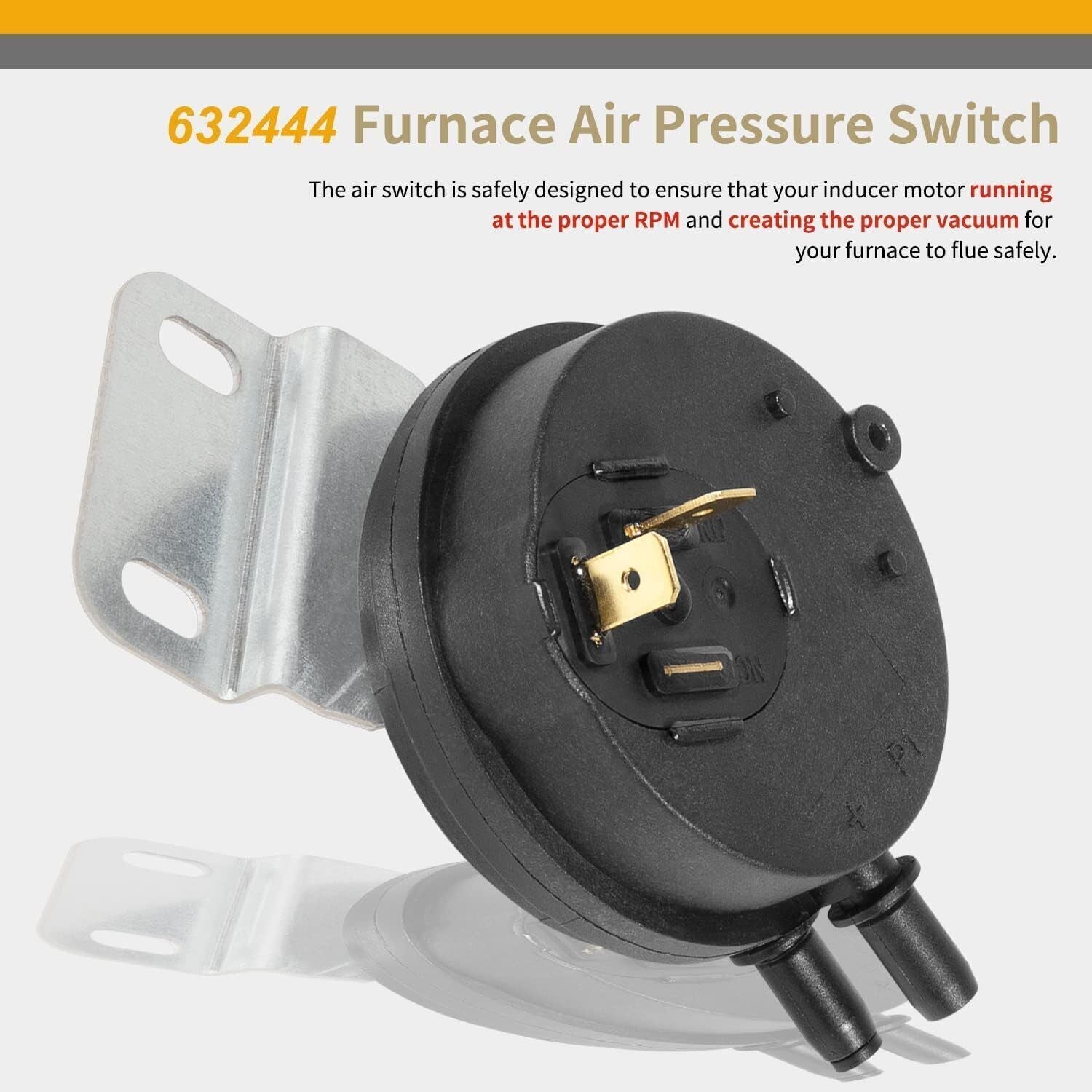 Furnace Air Pressure Switch For Nordyne Miller Intertherm 632444R 632444 1.74"