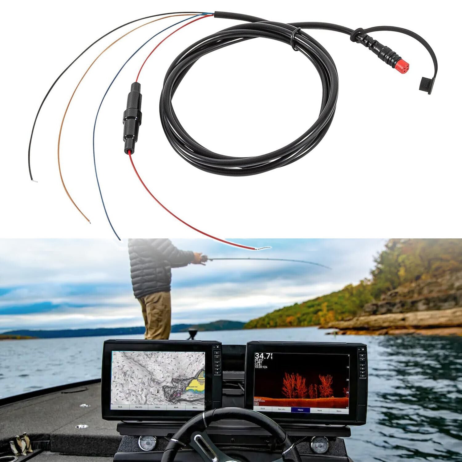 Power/Data Cable 4-Pin 010-12199-04 for Garmin Striker EchoMAP, Striker Series