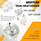 Muffler Single Exhaust Muffler Twin Replaces MTD Part # 951-0616B 751-0616B