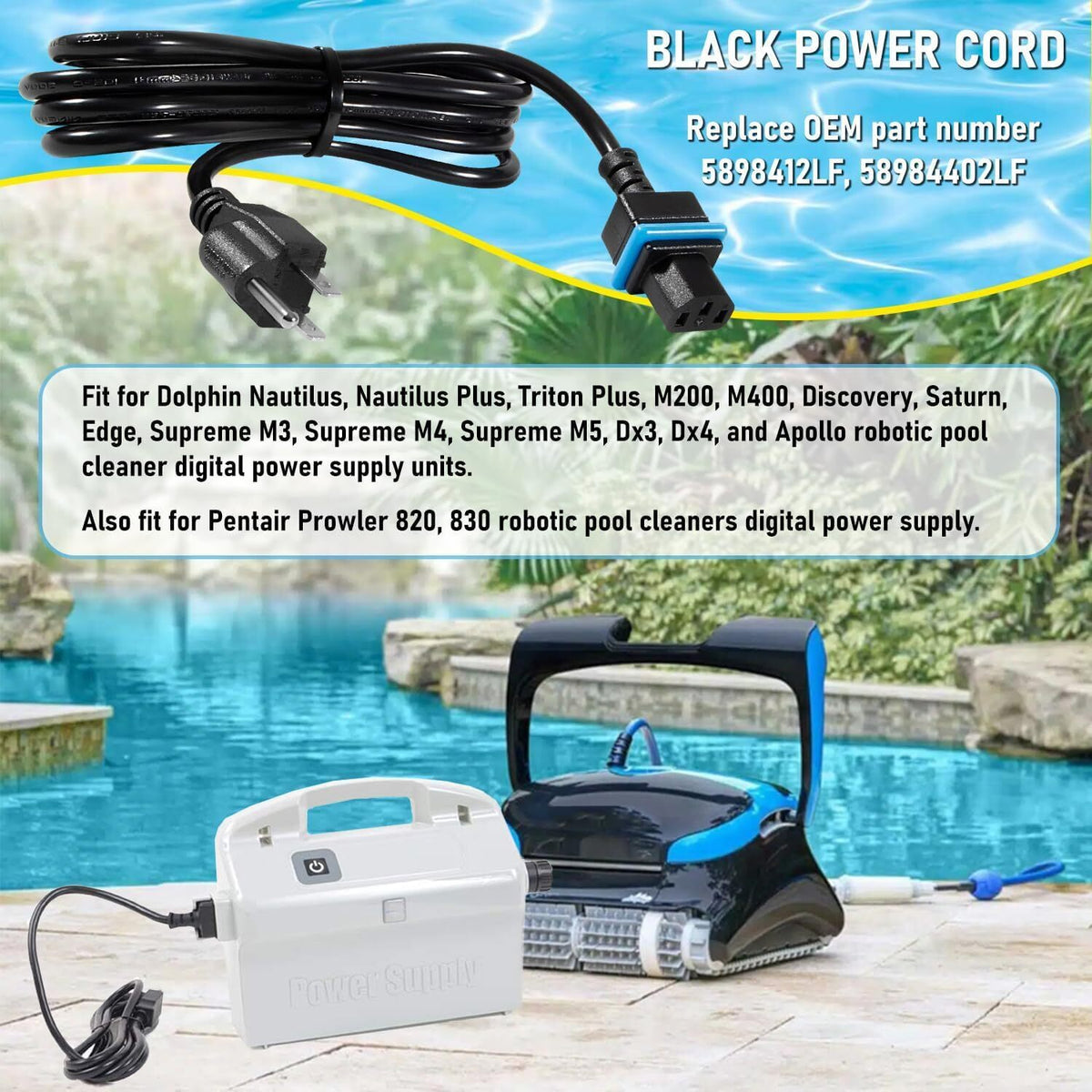 Maytronics Dolphin Power Supply Cord 58984402L 58984402LF