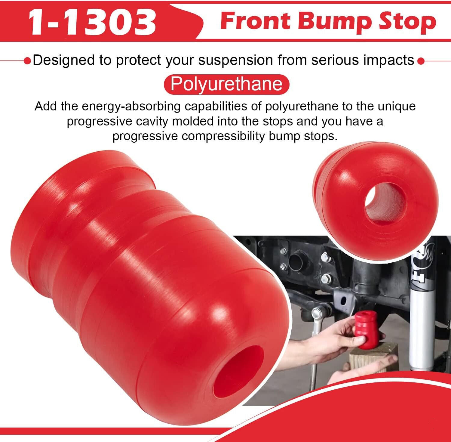 1-1303 & 1-1304 Polyurethane Front & Rear Bump Stop for Jeep Wrangler JK/JKU 4PC
