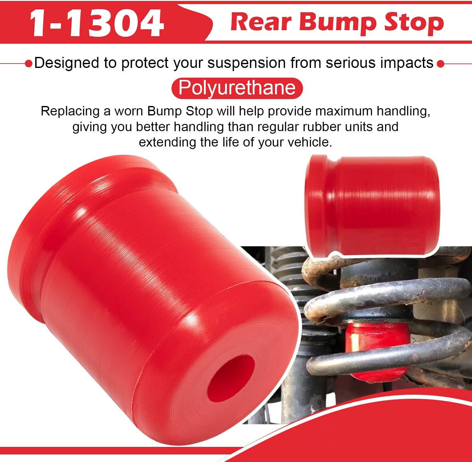 1-1303 & 1-1304 Polyurethane Front & Rear Bump Stop for Jeep Wrangler JK/JKU 4PC