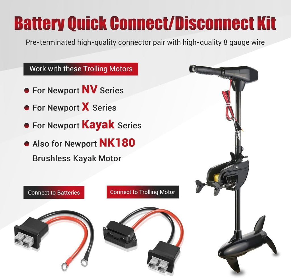 Trolling Motor Quick Connect Plug Marine Battery Connector for Newport Kayak