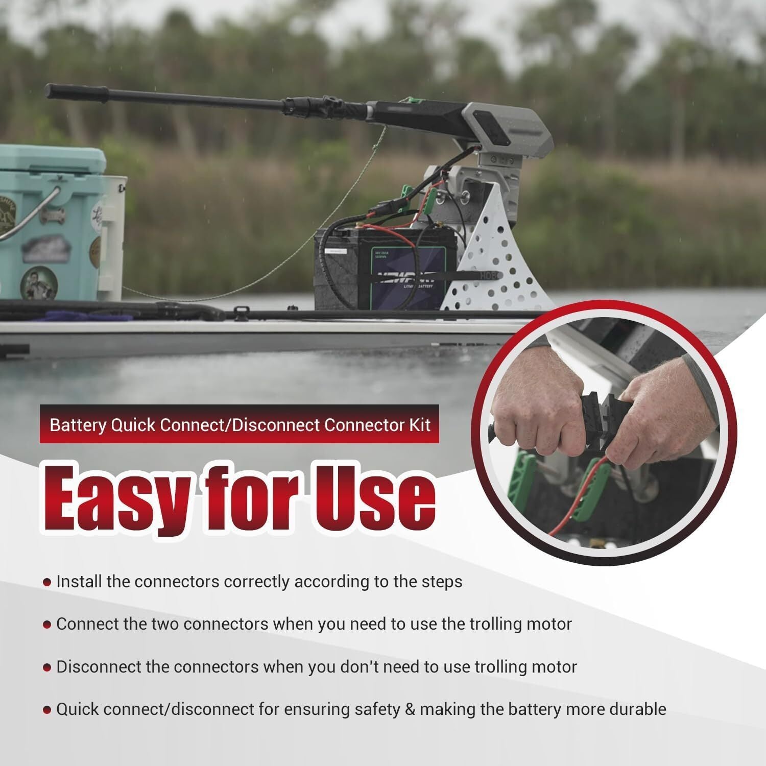 Trolling Motor Quick Connect Plug Marine Battery Connector for Newport Kayak