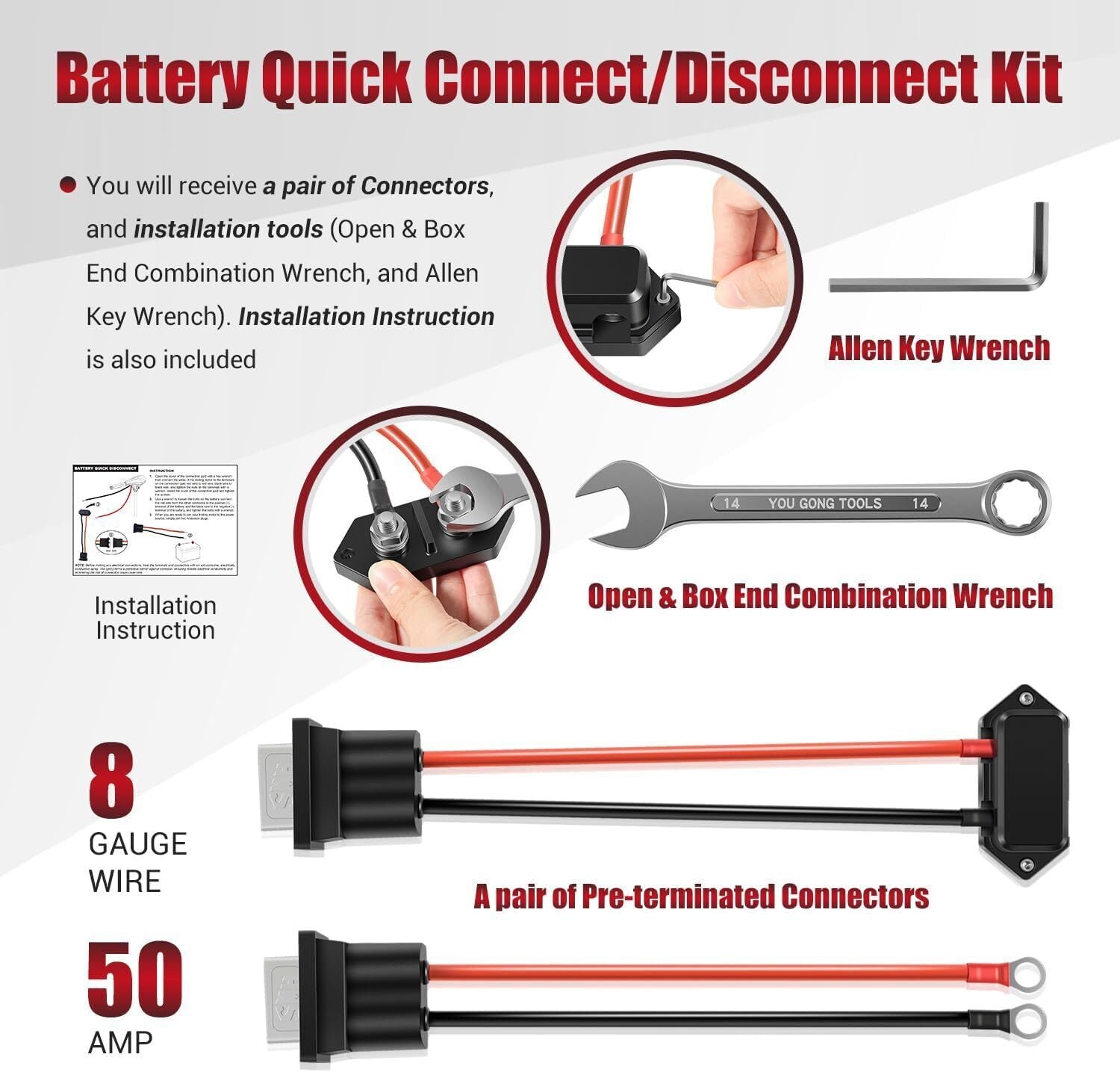 Trolling Motor Quick Connect Plug Marine Battery Connector for Newport Kayak