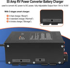 55 Amp RV Power Converter, 110VAC to 12VDC, 55A RV Power Converter Charger, Lith