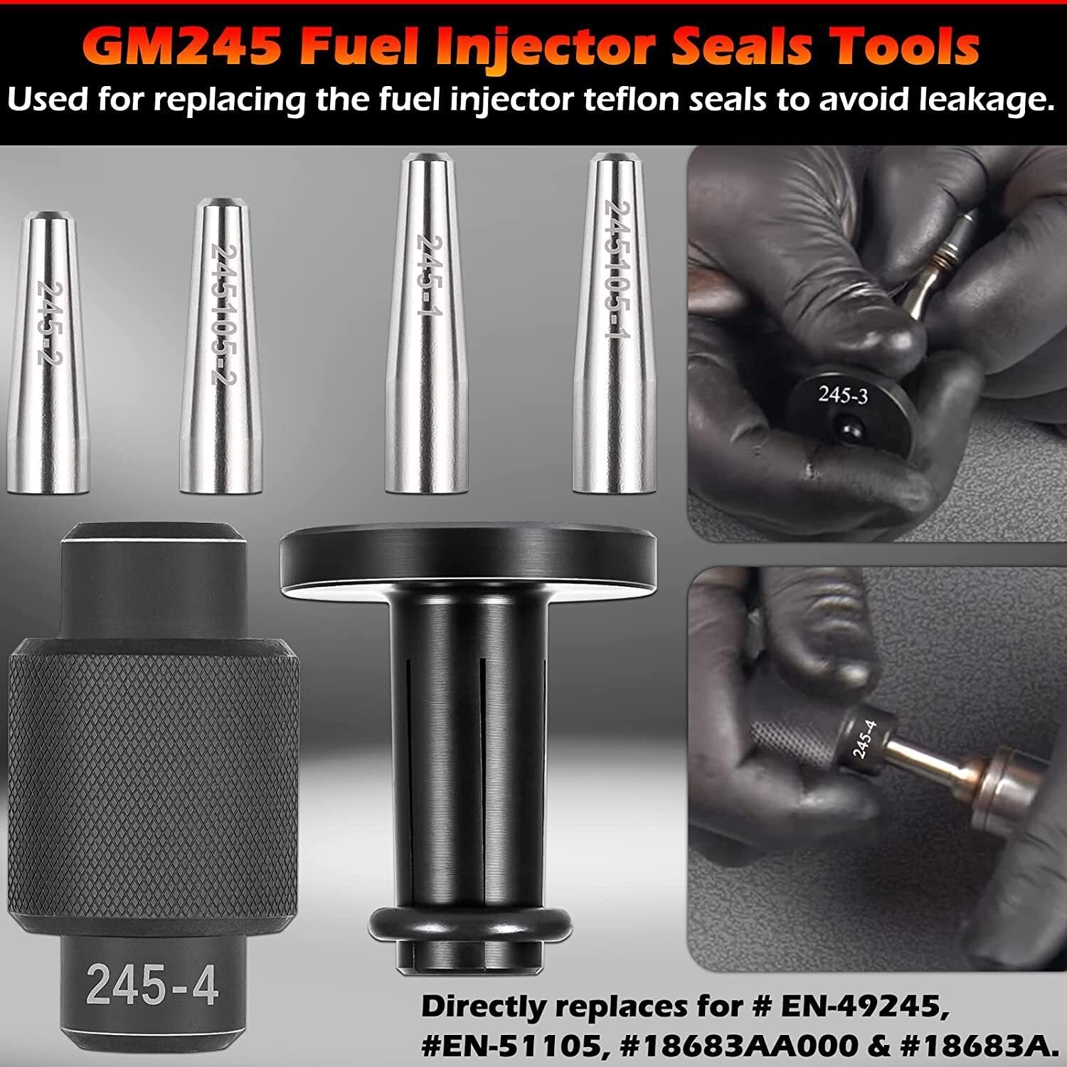 Fuel Injector Seal Install Tool Kit EN-49245 & EN-51105 For GM 245 Subaru Bosch