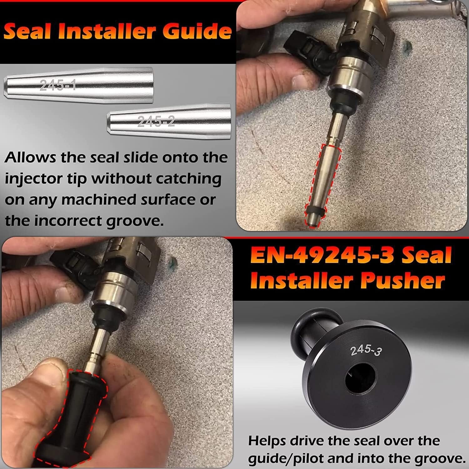 Fuel Injector Seal Install Tool Kit EN-49245 & EN-51105 For GM 245 Subaru Bosch