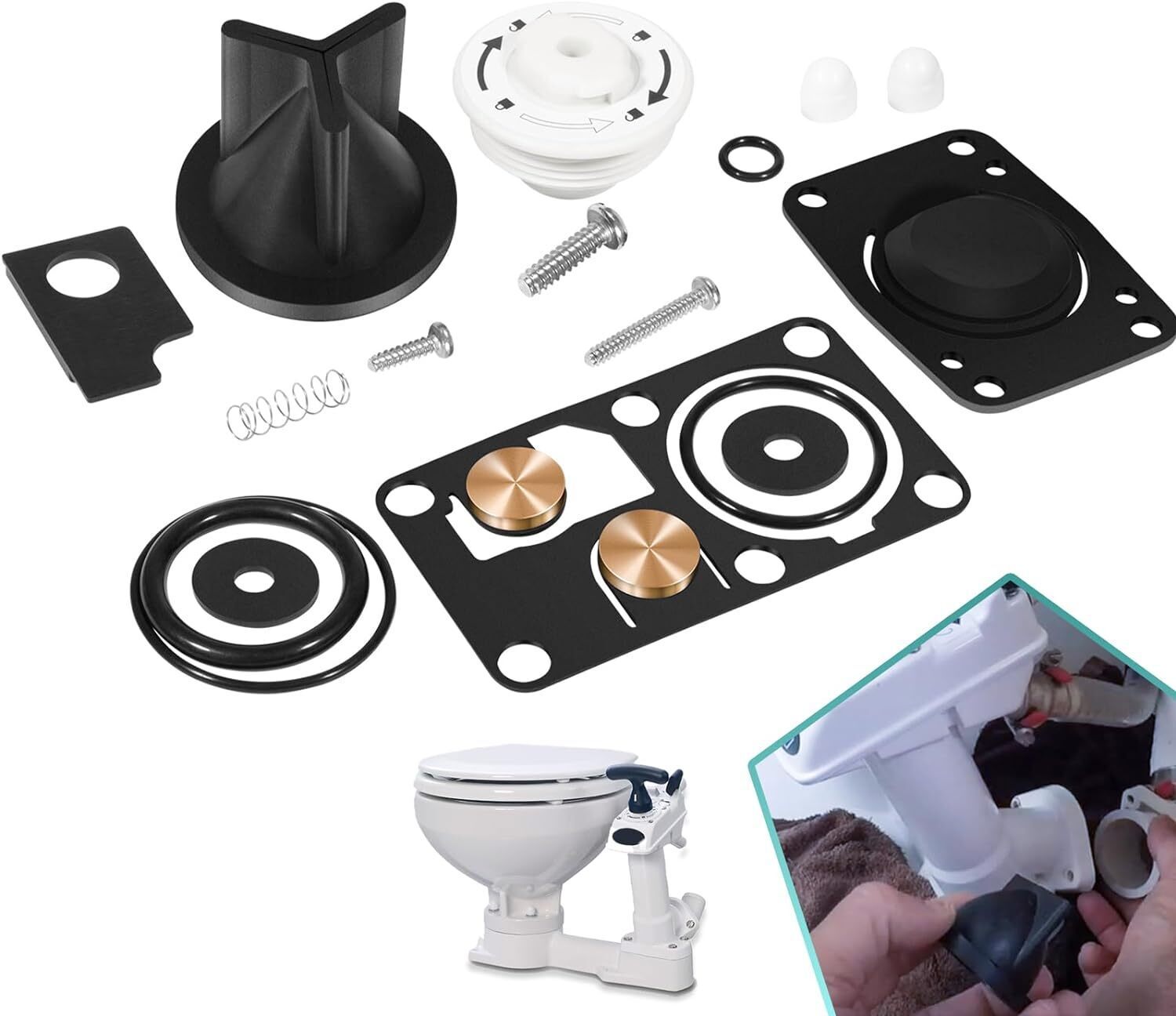 for Jabsco 29045-3000 Marine Manual Toilet Service Kit Fit for 29090-3 & 29120-3