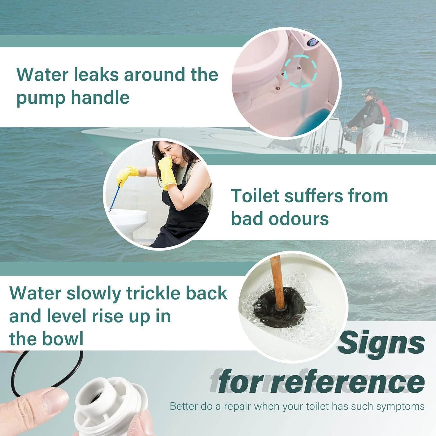 for Jabsco 29045-3000 Marine Manual Toilet Service Kit Fit for 29090-3 & 29120-3