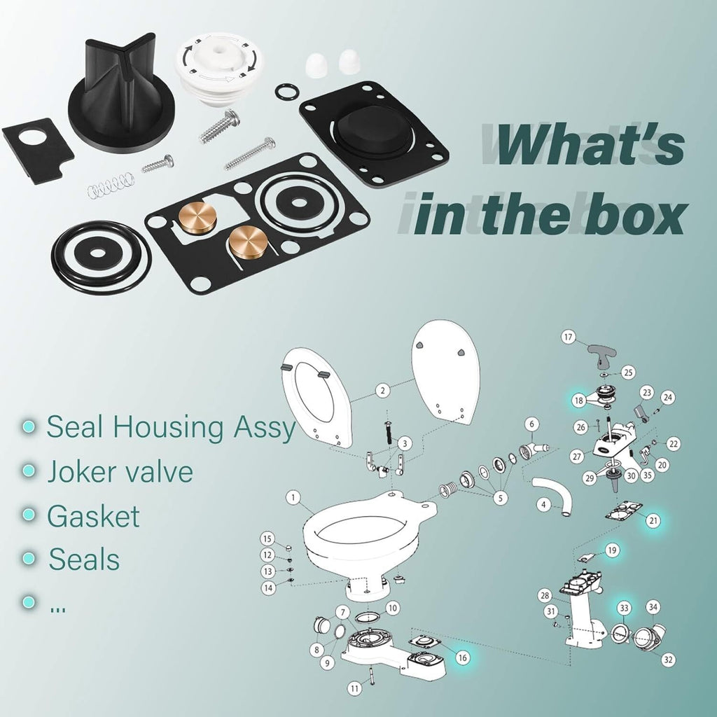 for Jabsco 29045-3000 Marine Manual Toilet Service Kit Fit for 29090-3 & 29120-3