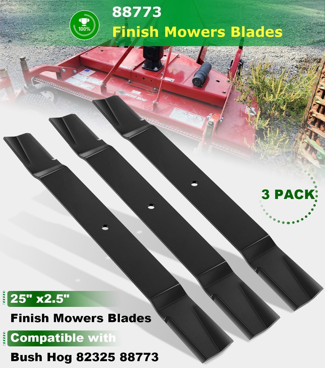 72" Finish Mower Blades for Bush Hog ATH720/RDTH720/FTH720 88773 82325 (3 Blade