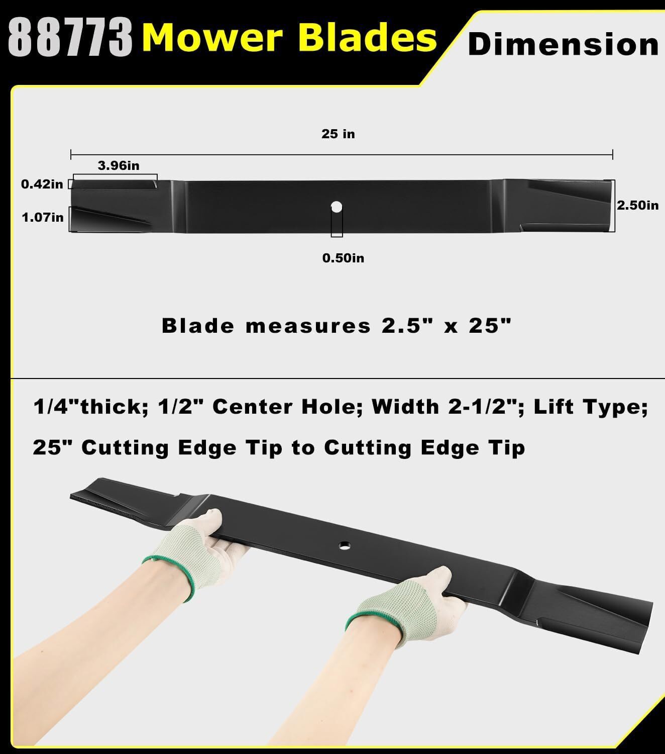 72" Finish Mower Blades for Bush Hog ATH720/RDTH720/FTH720 88773 82325 (3 Blade